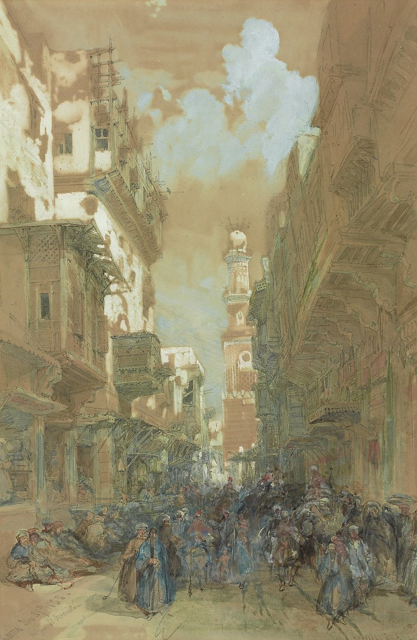 Meczet El Mooristan, Kair, Egipt, 1838 autorstwa David Roberts