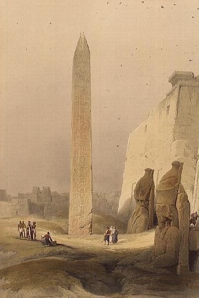 Obelisk w Luksorze, z „Egiptu i Nubii”, tom 1 (lito) autorstwa David Roberts
