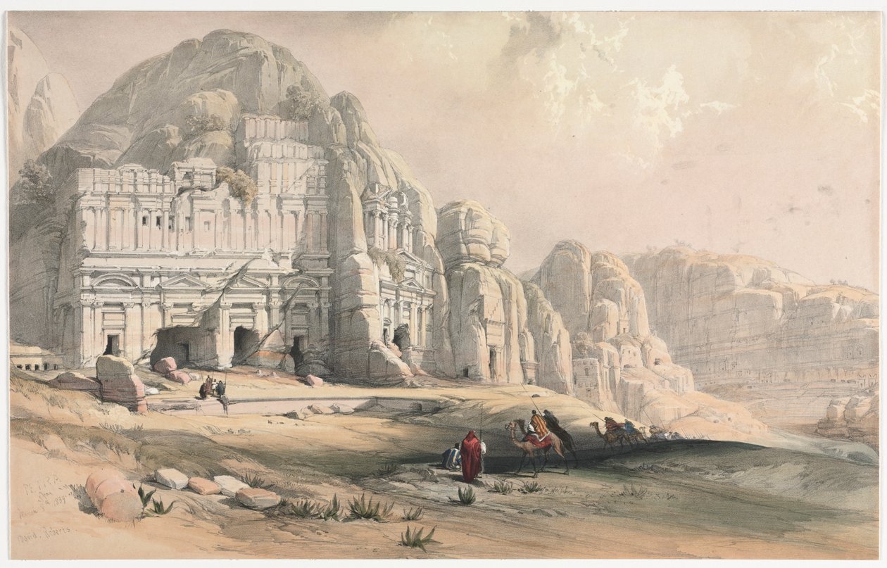 Petra, wschodni kraniec doliny, 1839. autorstwa David Roberts