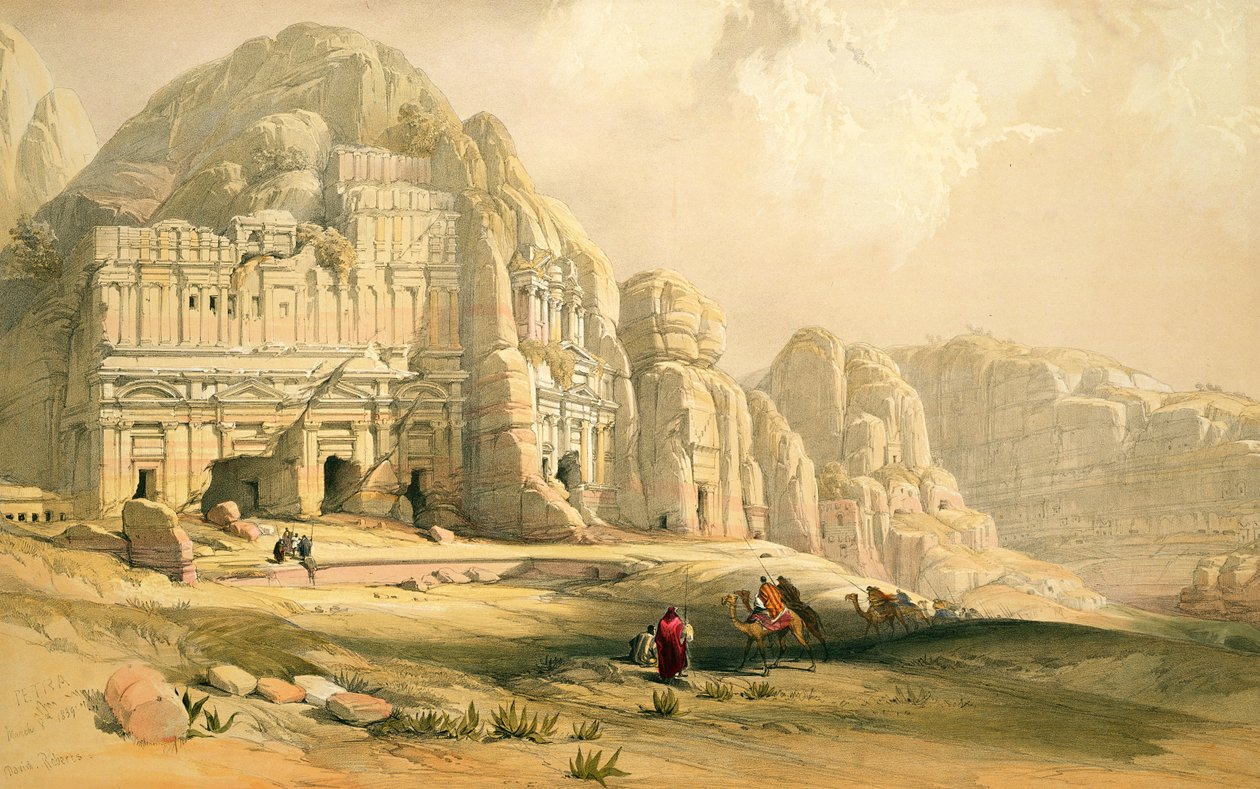 Petra, 8 marca 1839, tablica 96 z tomu III „Ziemi Świętej”, sztychowana przez Louisa Haghe (1806-85) wyd. 1849 autorstwa David Roberts