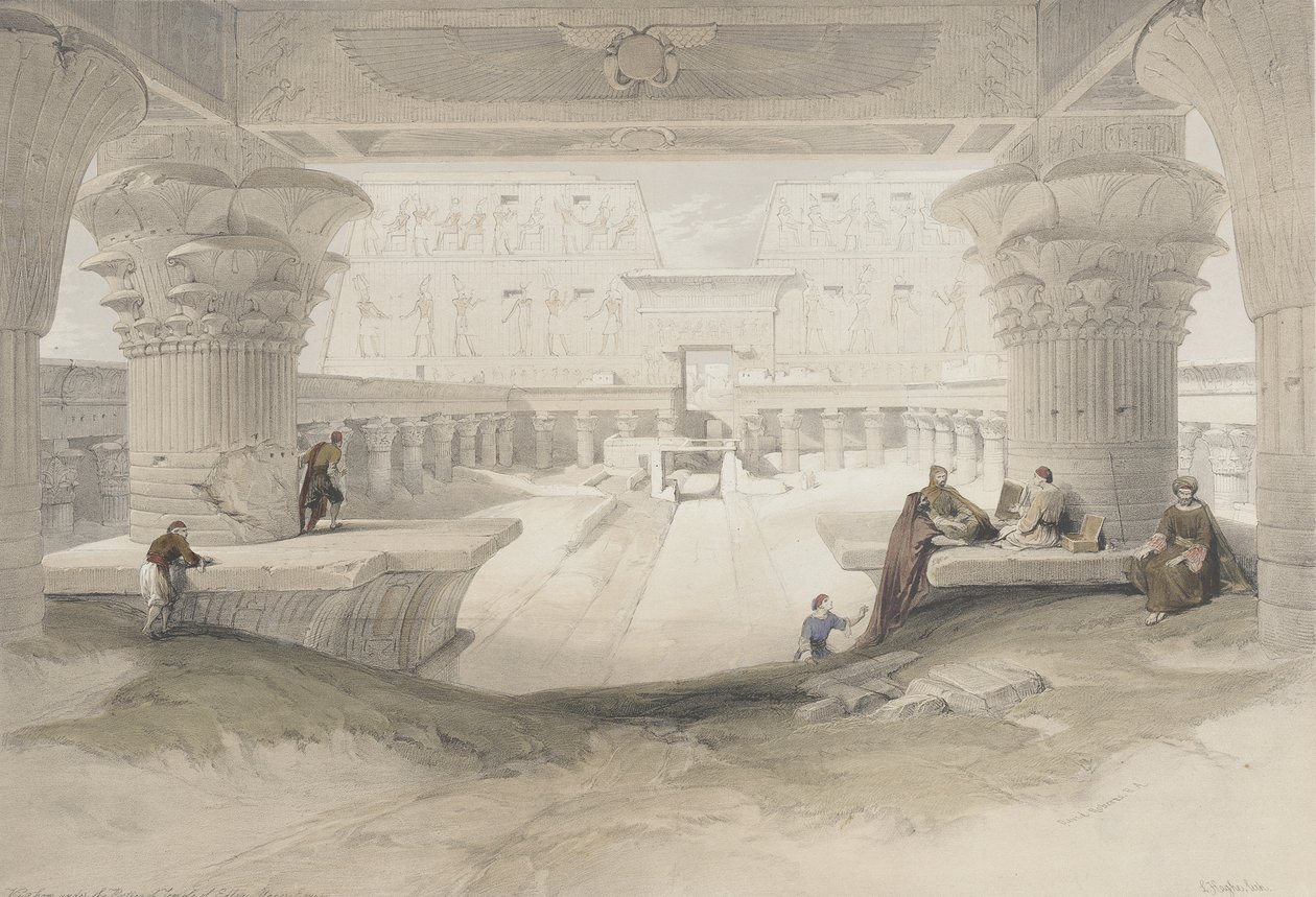 Portyk świątyni w Edfu autorstwa David Roberts