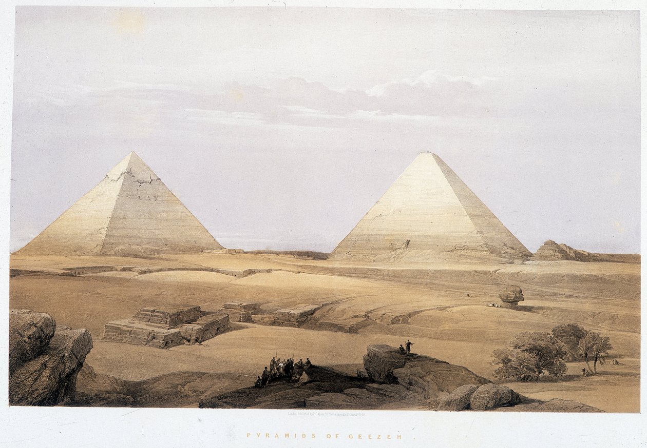 Piramidy Geezeh - w „Ziemi Świętej”, Londyn 1849 autorstwa David Roberts