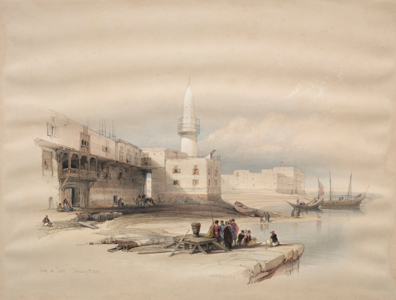 Nabrzeże w Suezie, 1839. autorstwa David Roberts