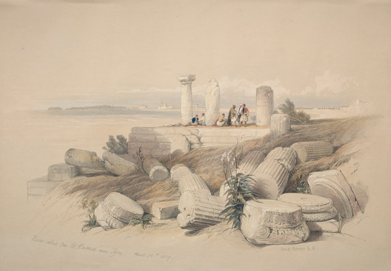 Ruiny zwane Om El Hamed w pobliżu Tyru, 1839. autorstwa David Roberts