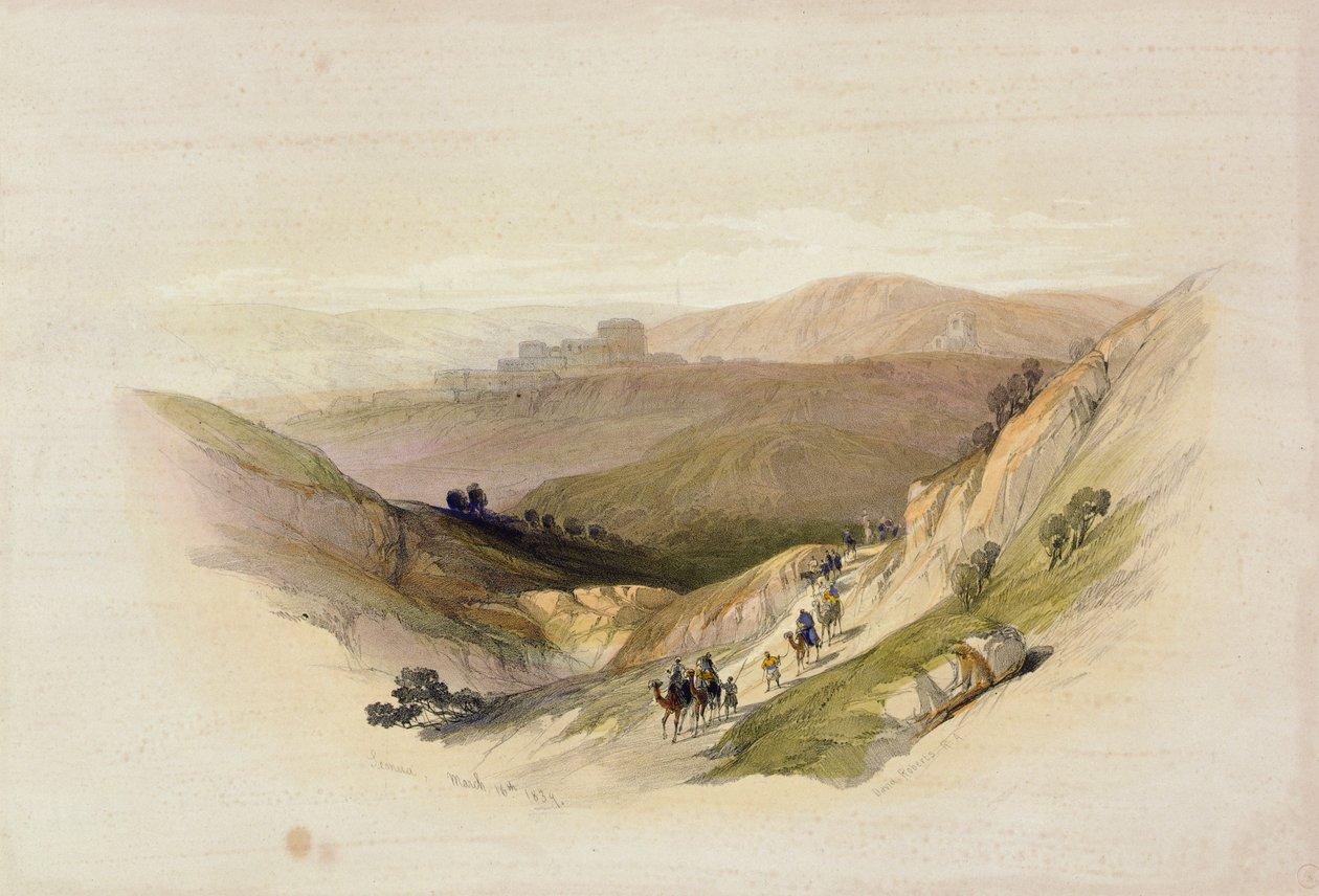 Ruiny Semua, 16 marca 1839 z tomu 1 „Ziemia Święta”; grawerowane przez Louisa Haghe (1806-1885) opublikowane w Londynie, 1842 autorstwa David Roberts