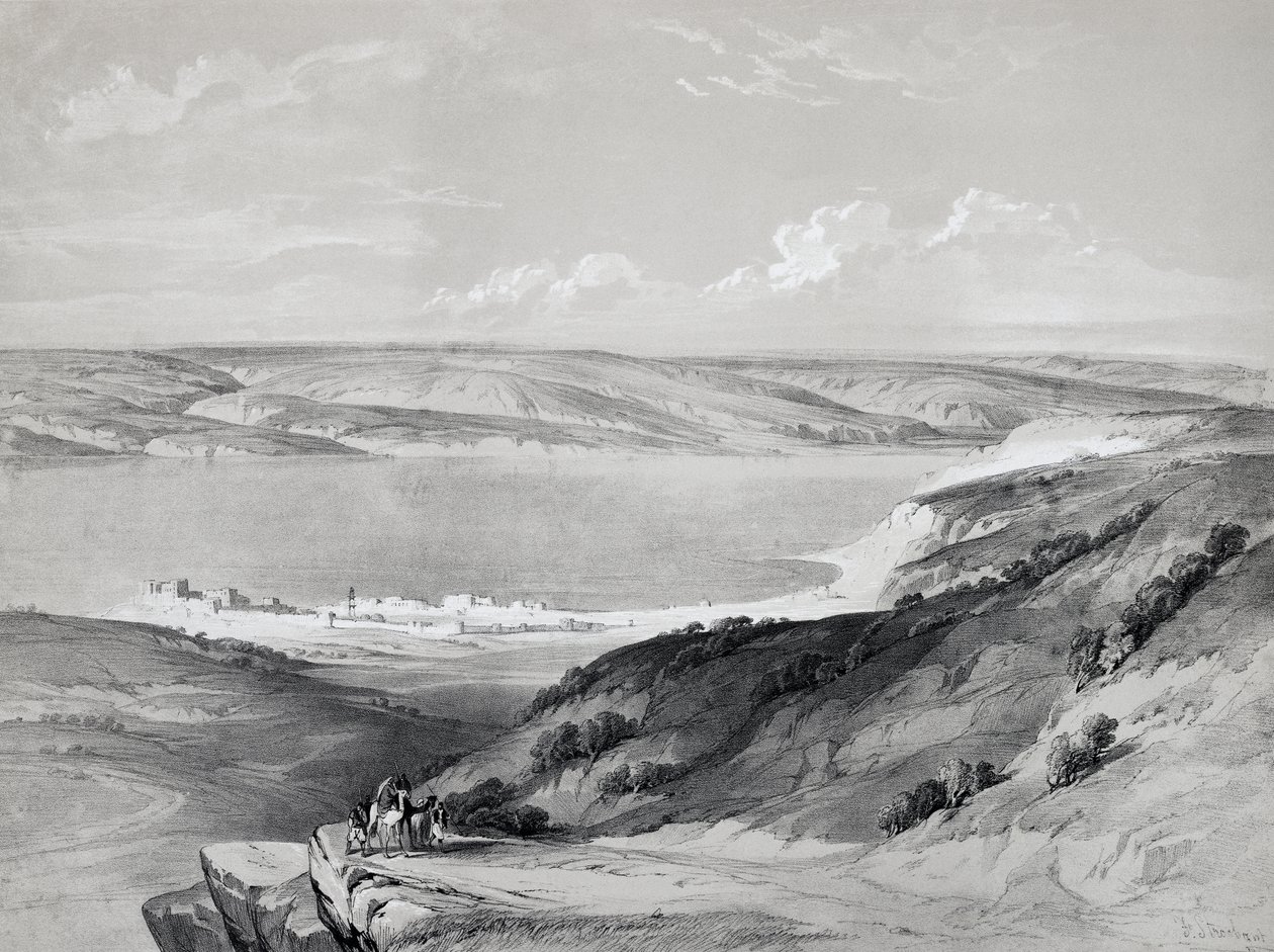 Morze Galilejskie, z Podróży do Ziemi Świętej, litografia Davida Robertsa (1796-1864) autorstwa David Roberts