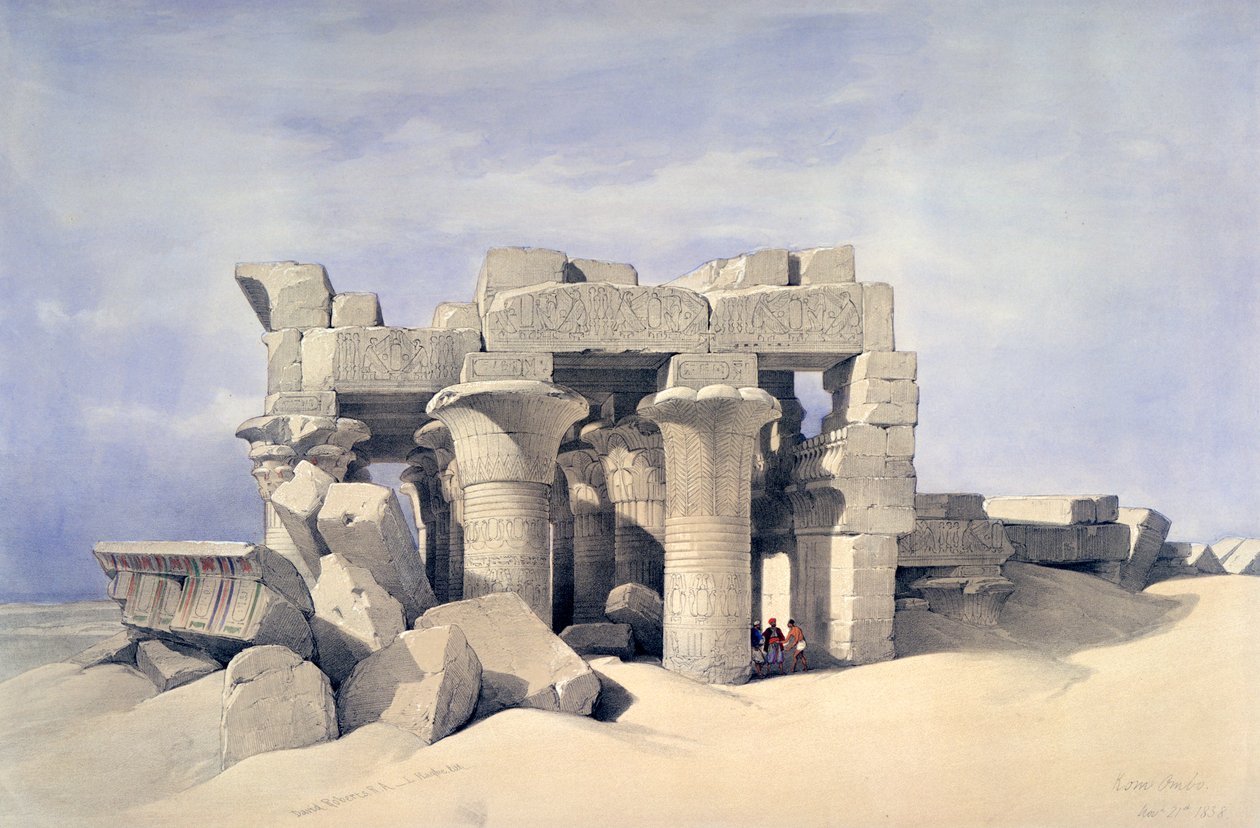 Świątynia Sobka i Haroerisa w Kom Ombo, XIX w. autorstwa David Roberts