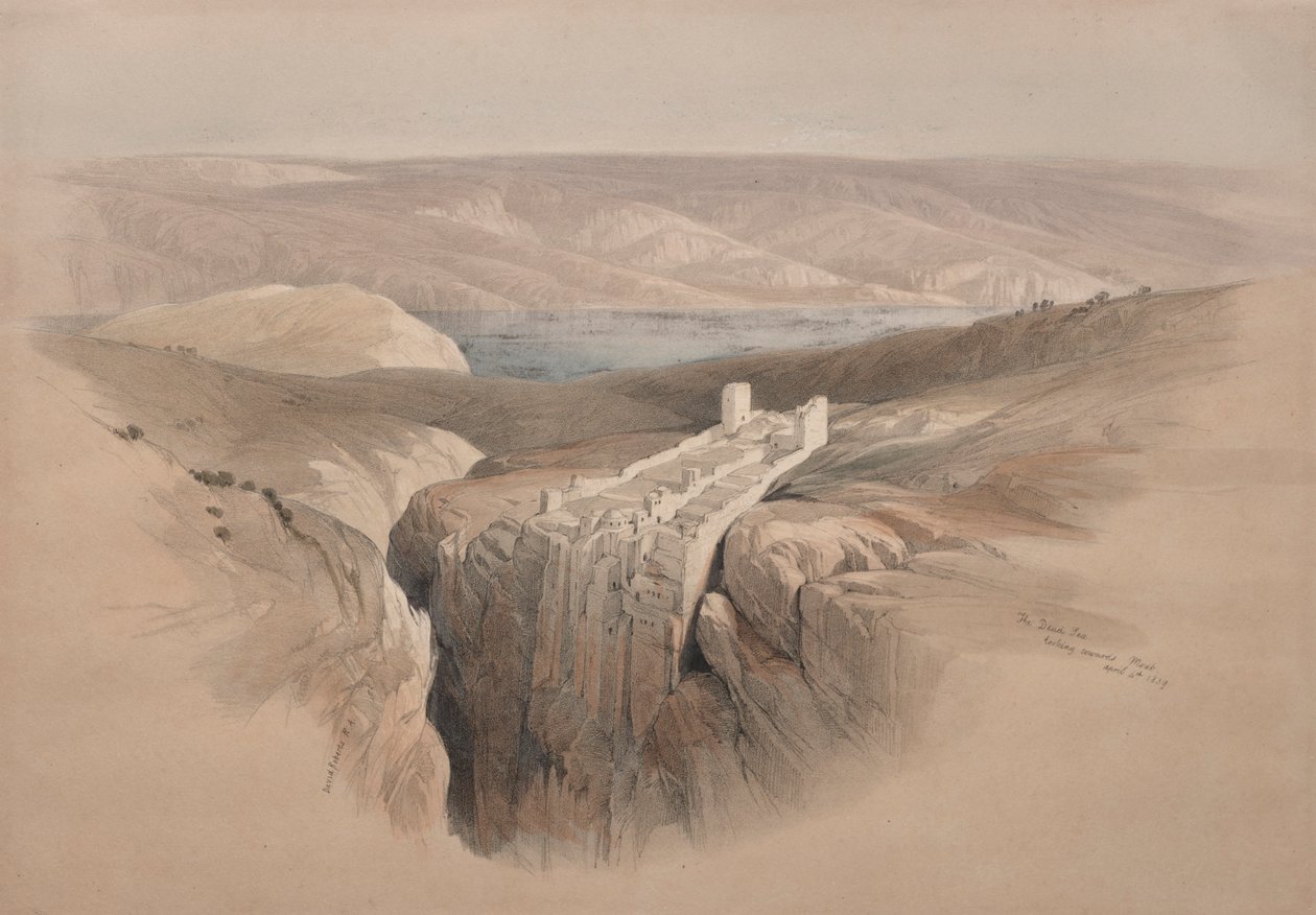 Morze Martwe w kierunku Moabu, 1839. autorstwa David Roberts