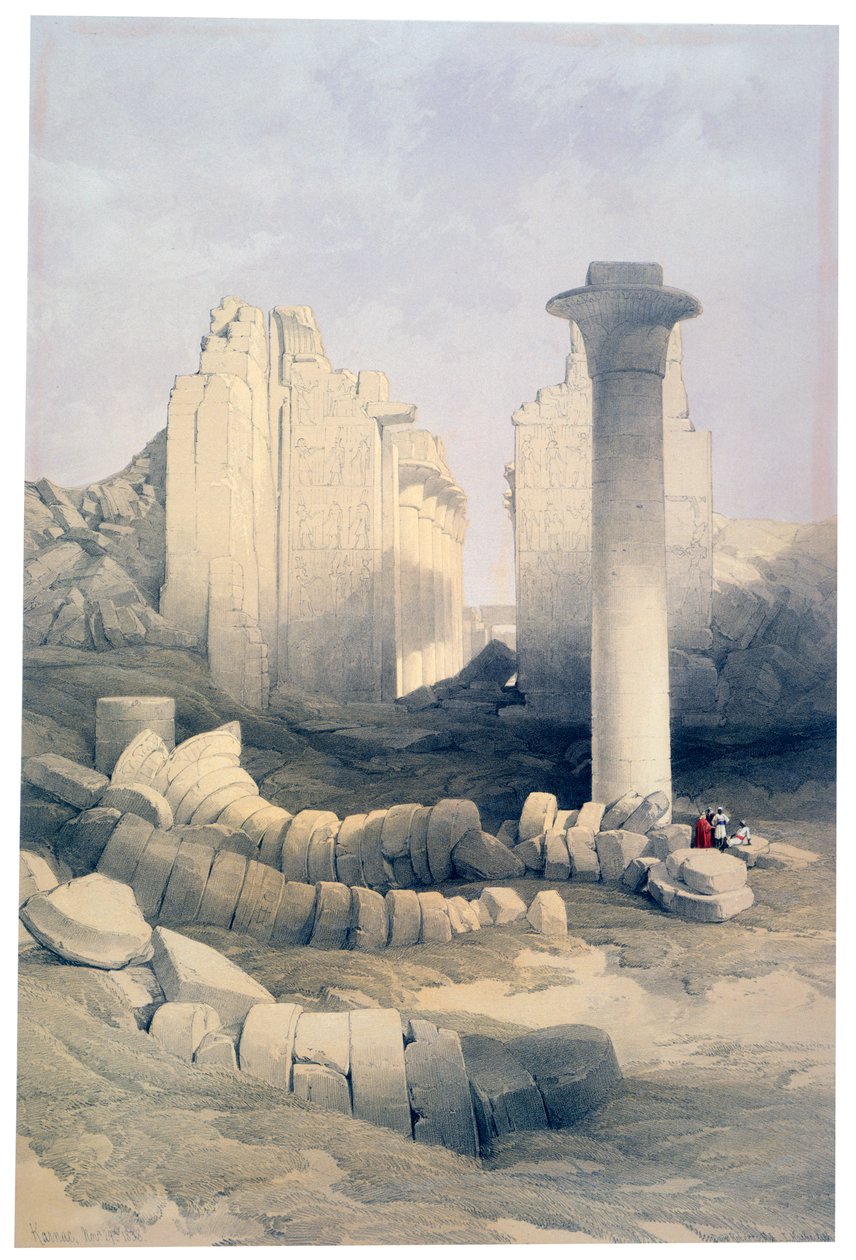 Dromos lub Sala Centralna Wielkiej Świątyni Amona, Karnak, XIX w. autorstwa David Roberts