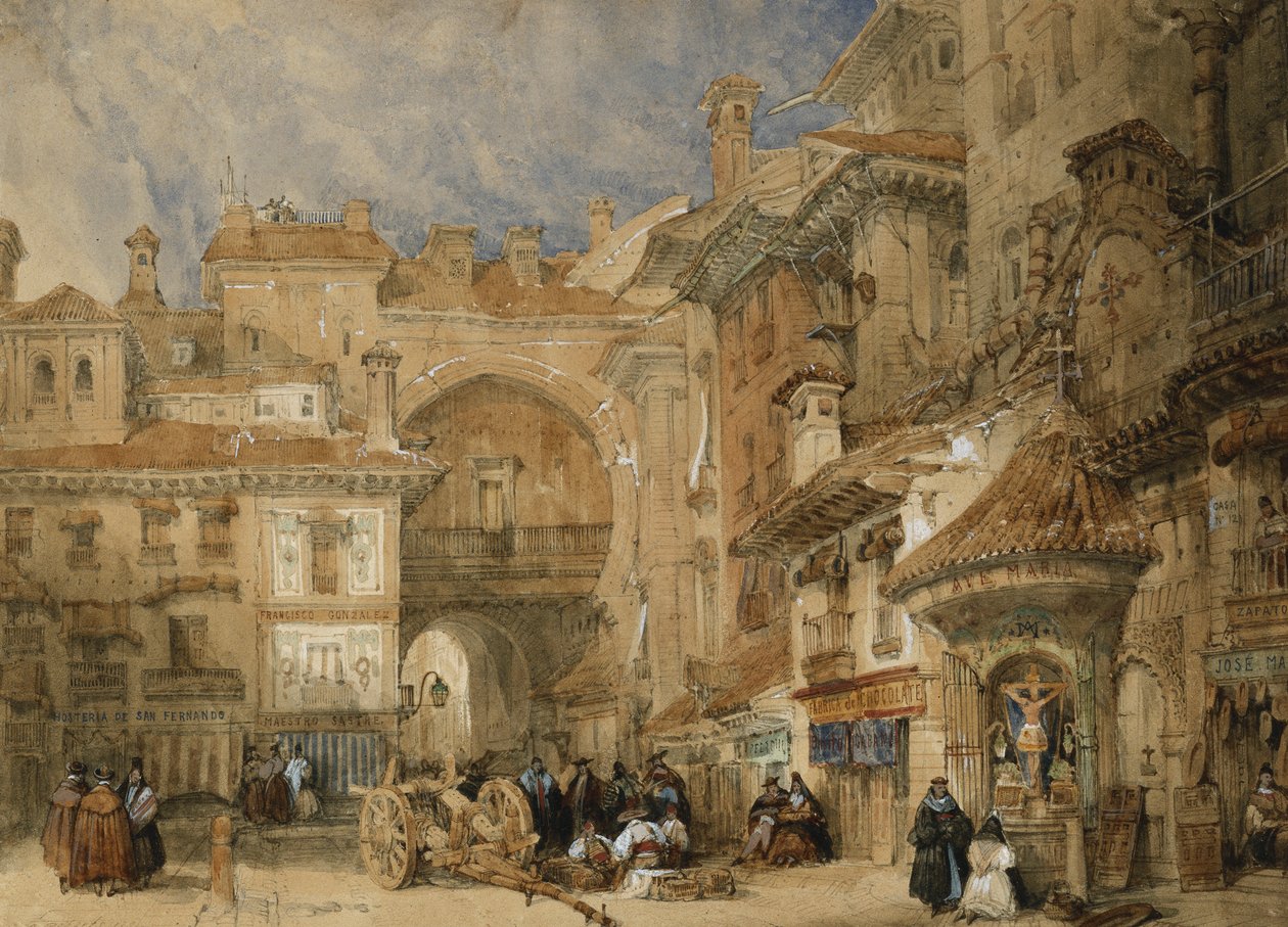 Brama Viva Rambla, Granada, 1834 autorstwa David Roberts