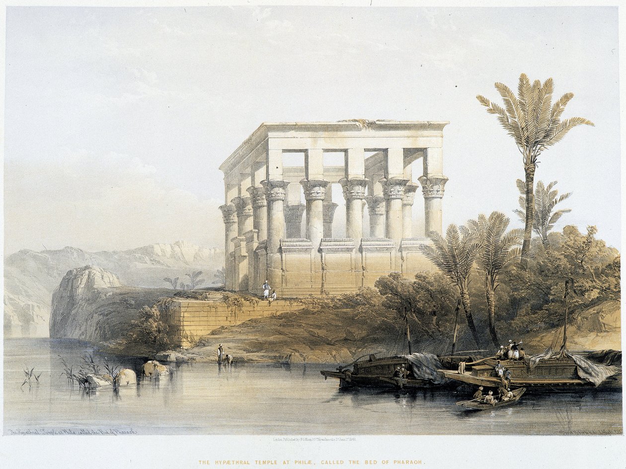 Świątynia Hypaethral w Philae, zwana łożem faraona - w „Ziemi Świętej”, Londyn 1849 autorstwa David Roberts