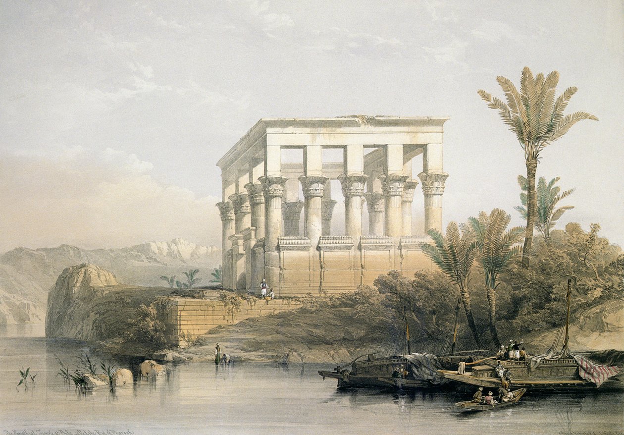 Świątynia Hypaethral w Philae, zwana Łożem Faraona, rytowana przez Louisa Haghe, wyd. w 1843 autorstwa David Roberts