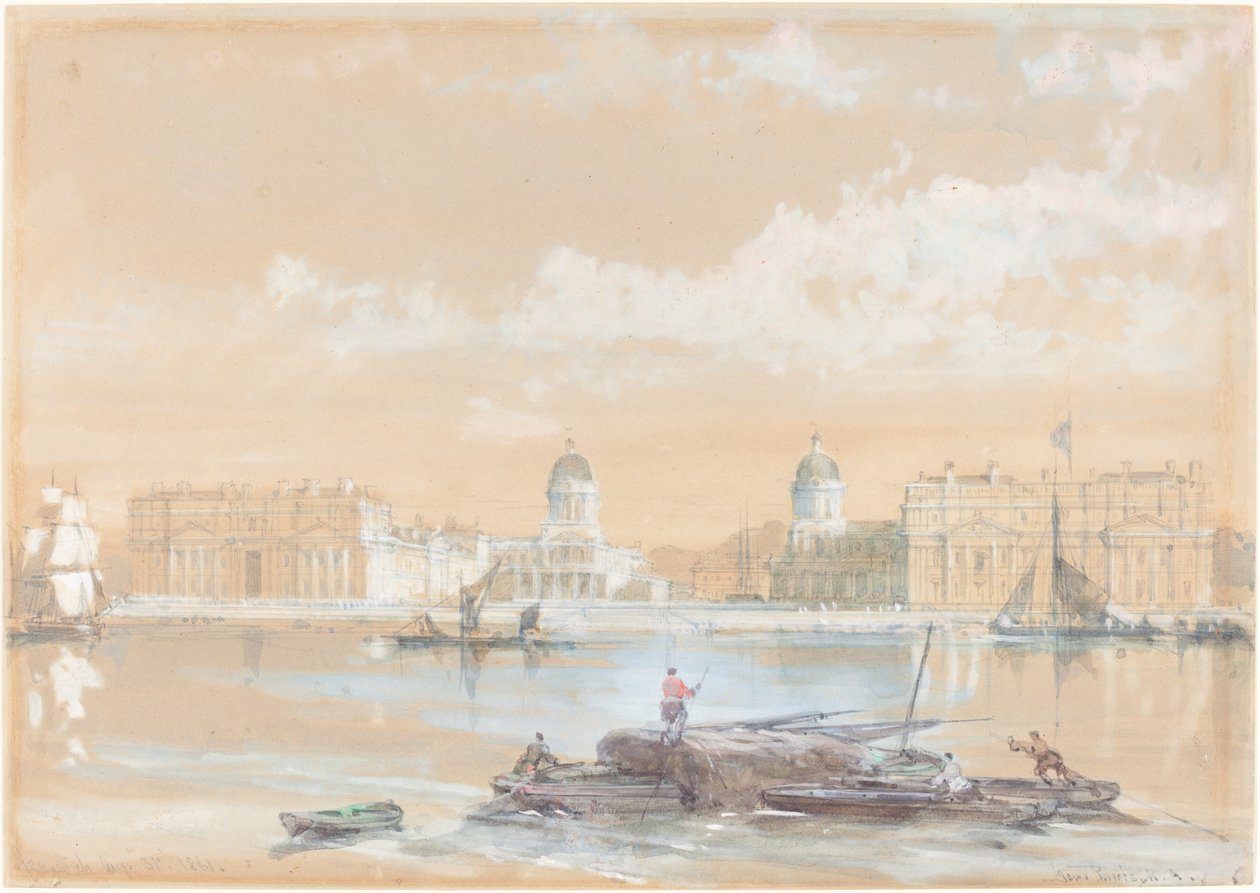 The Naval College z rzeki w Greenwich autorstwa David Roberts