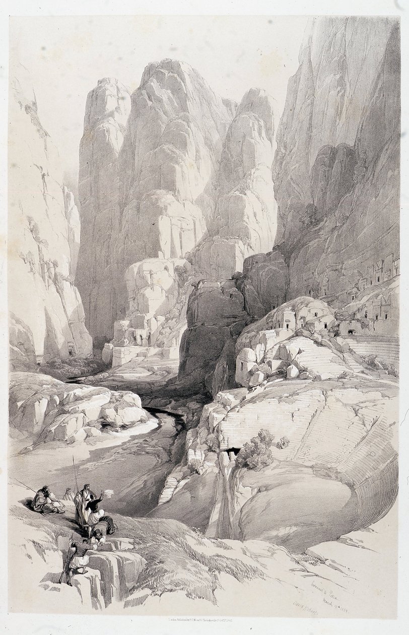 Teatr (wejście do Petry), rysunek wykonany 10.03.1839 w „Ziemi Świętej”, Londyn 1849 autorstwa David Roberts