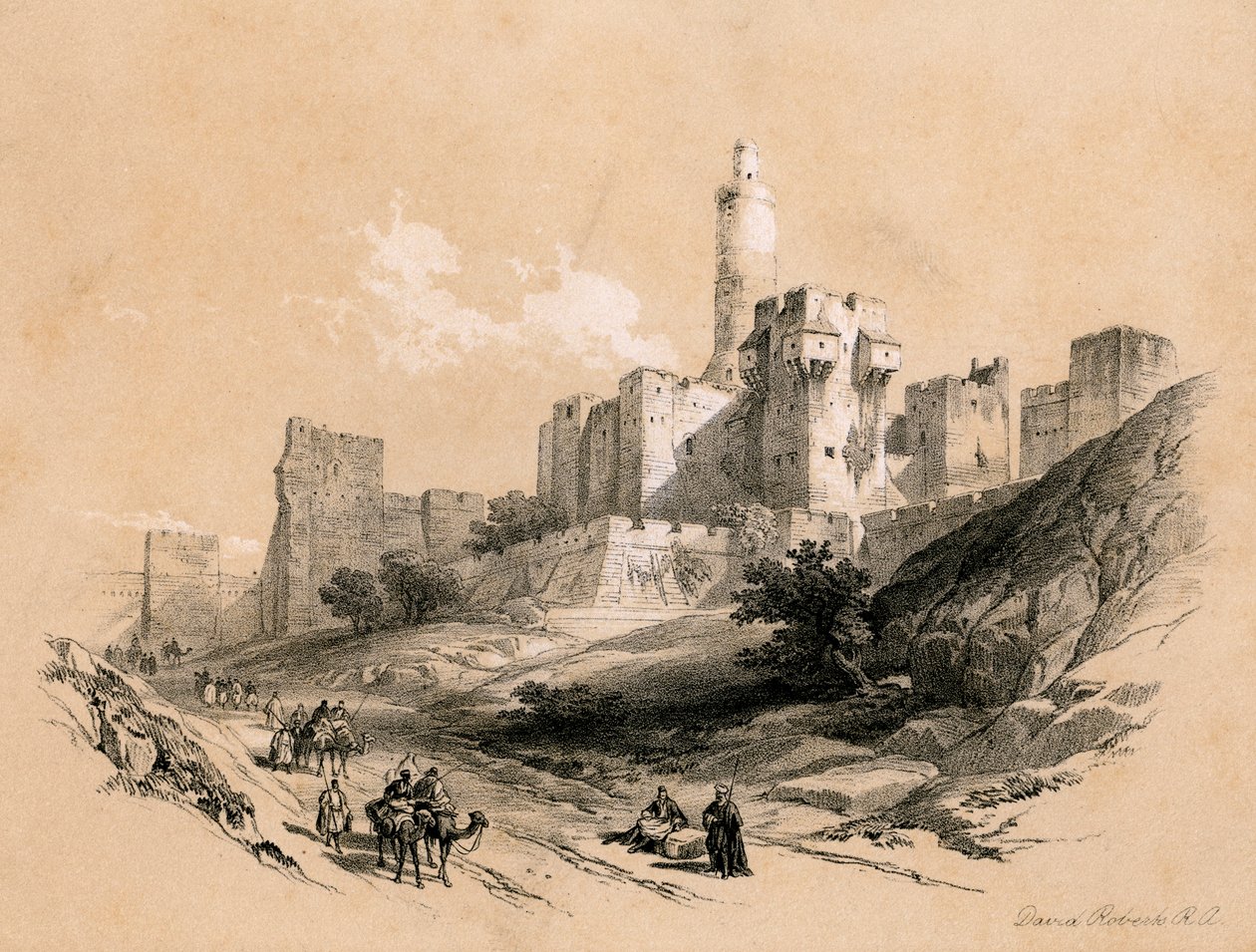 Wieża Dawida, Jerozolima, Izrael, 1855. autorstwa David Roberts