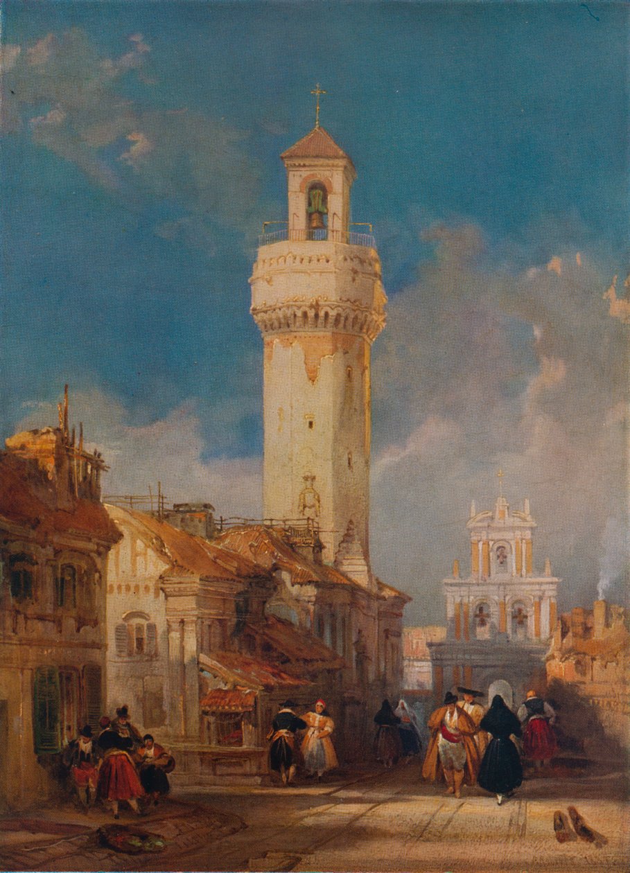 Wieża kościoła San Nicolás de la Villa, Kordoba, 1834 autorstwa David Roberts