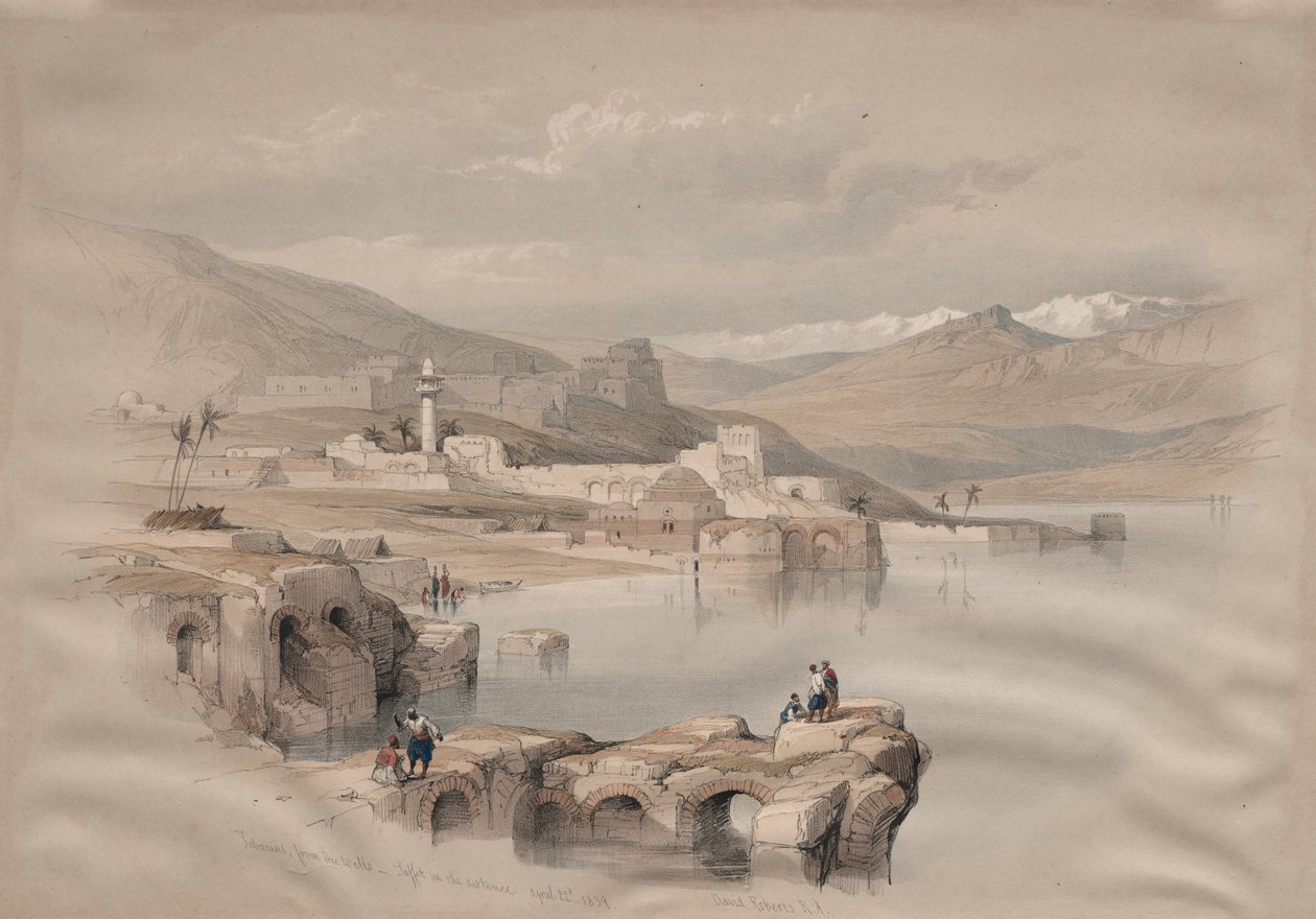 Tyberiada, z Murów, Bezpieczeństwo w oddali, 1839. autorstwa David Roberts