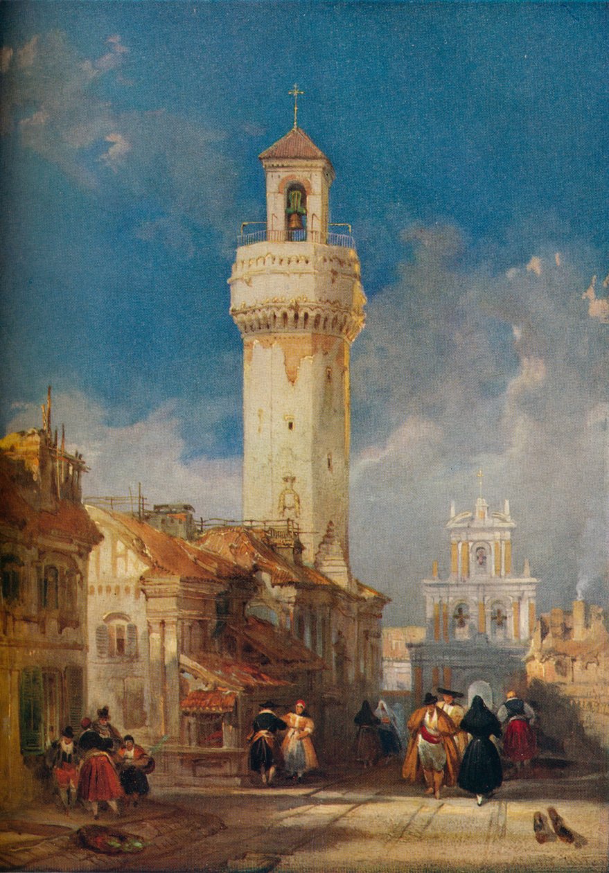 Wieża kościoła San Nicholas de la Villa, Cordova, 1834 autorstwa David Roberts