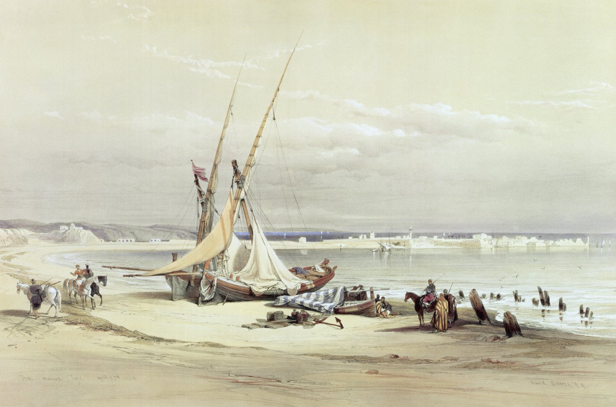 Tsur, starożytny Tyr, 27 kwietnia 1839, tablica 69 z tomu II „Ziemia Święta”, sztychowana przez Louisa Haghe (1806-1885) wyd. 1843 autorstwa David Roberts
