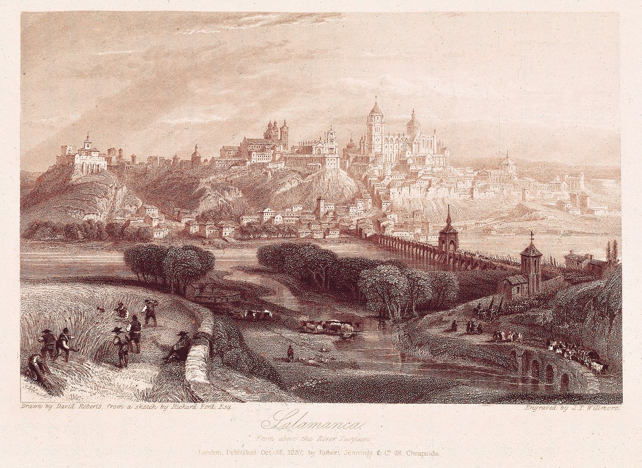 Widok Salamanki w Hiszpanii, wykonany przez Davida Roberta (1796-1864) podczas jego podróży w 1837 roku autorstwa David Roberts