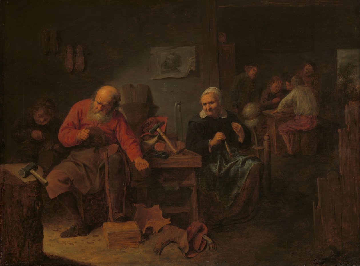 Wnętrze sklepu szewskiego autorstwa David Ryckaert (III)