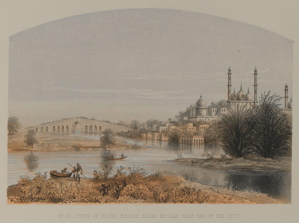 Widok na kamienny most z Moosah Bagh End of the City autorstwa David Scott Lieutenant Colonel (after) Dodgson