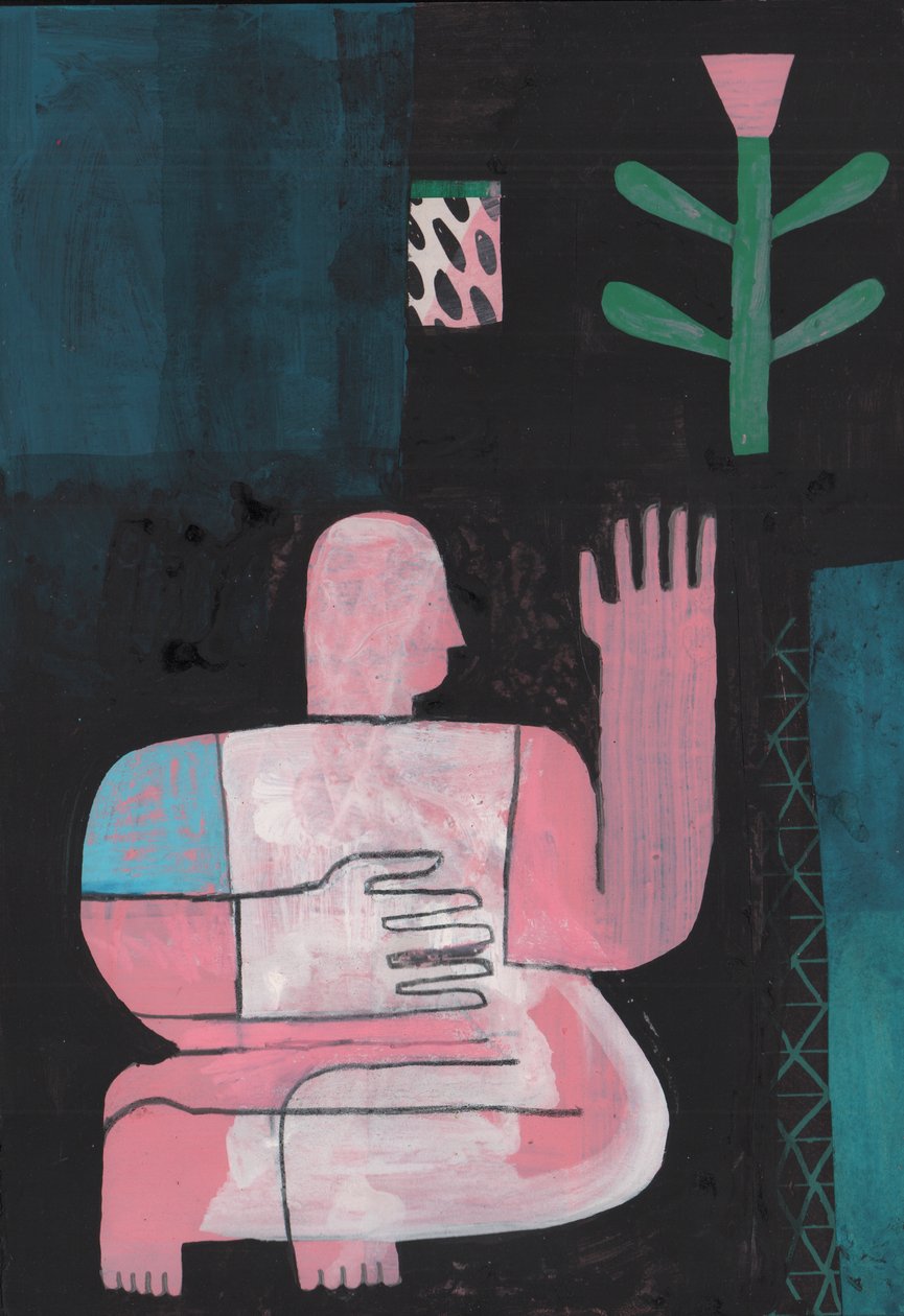 Black And Blue 1, 2023 (mieszana farba na papierze) autorstwa David Shillinglaw