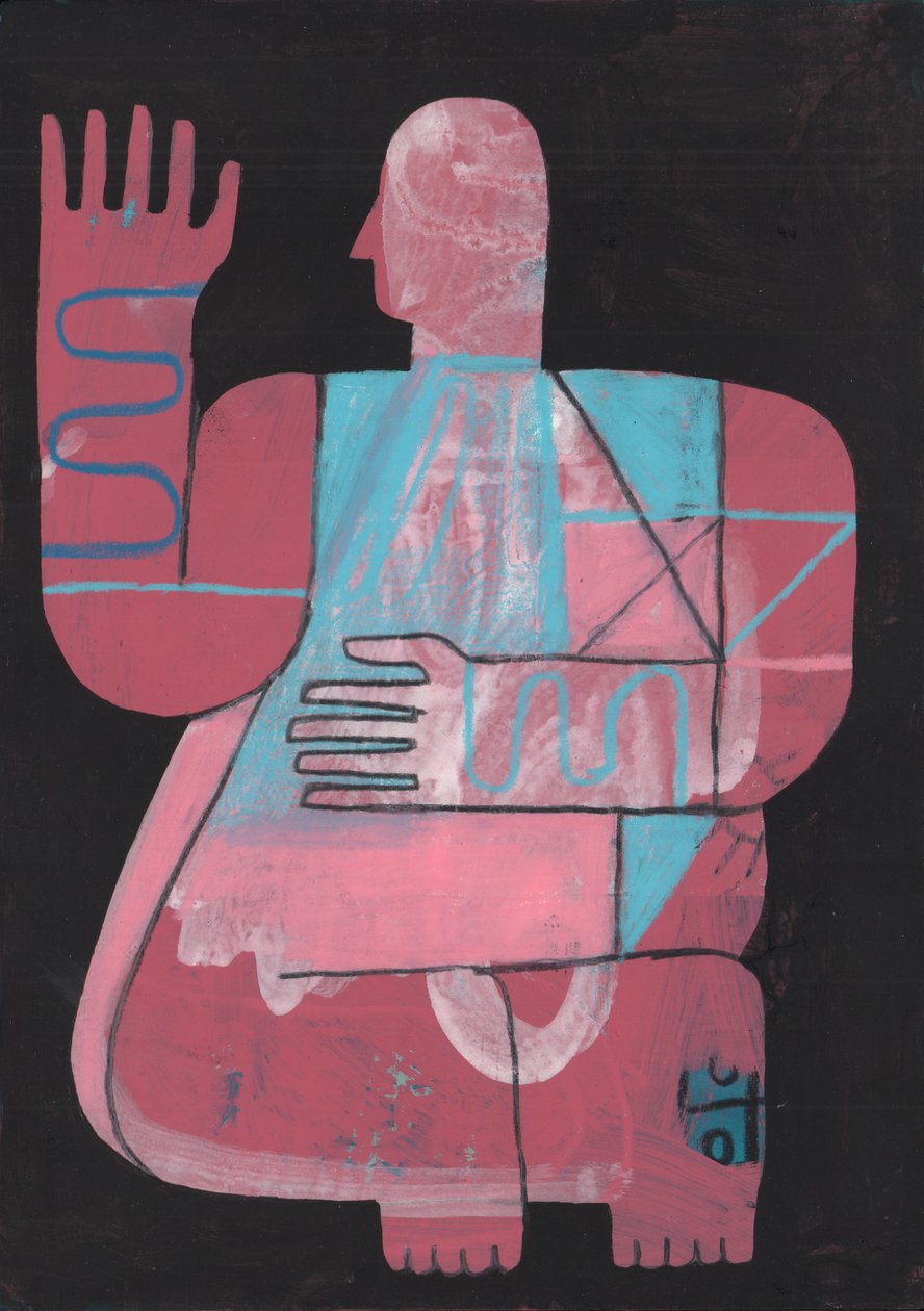 Black And Blue 5, 2023 (mieszana farba na papierze) autorstwa David Shillinglaw
