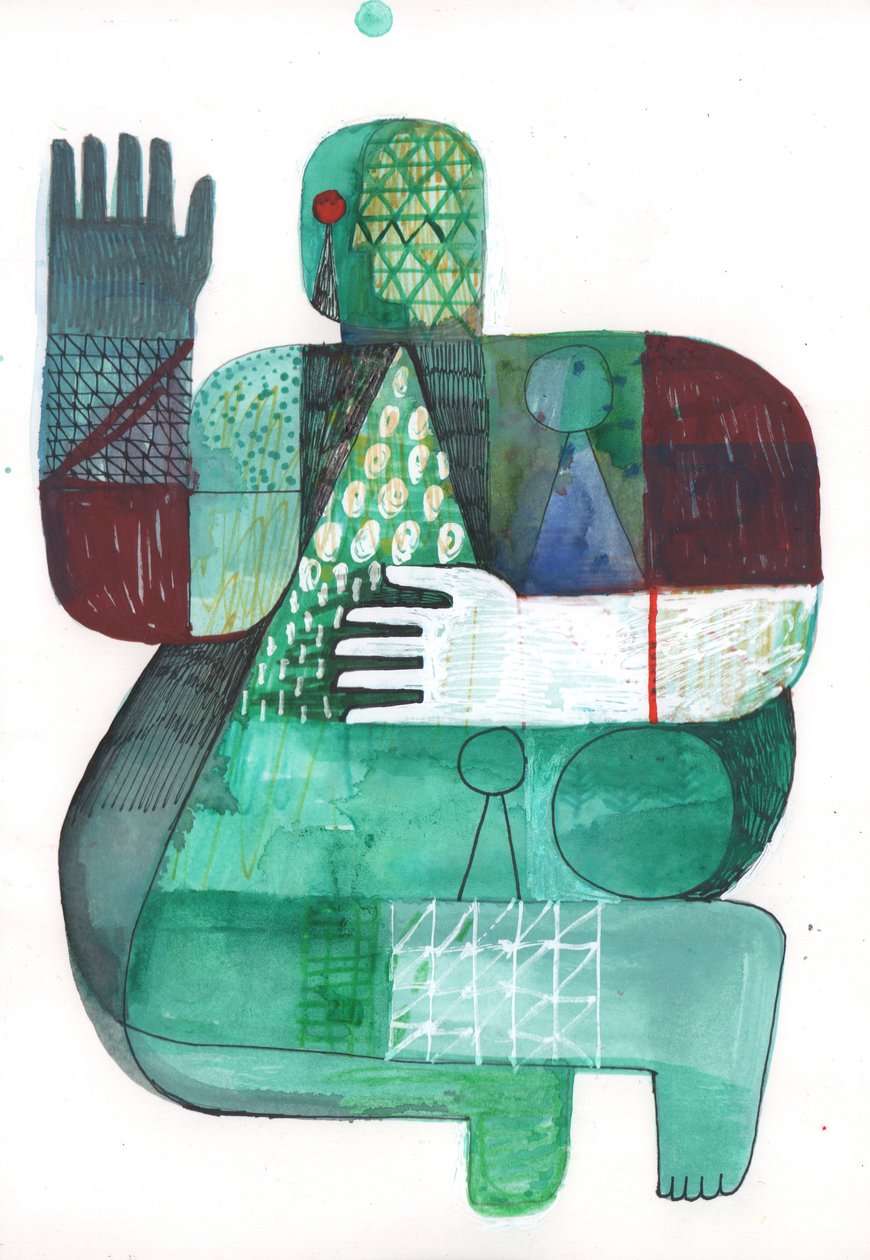 Zbiorniki lądowe i wodne 1, 2023 (farba mieszana na papierze) autorstwa David Shillinglaw