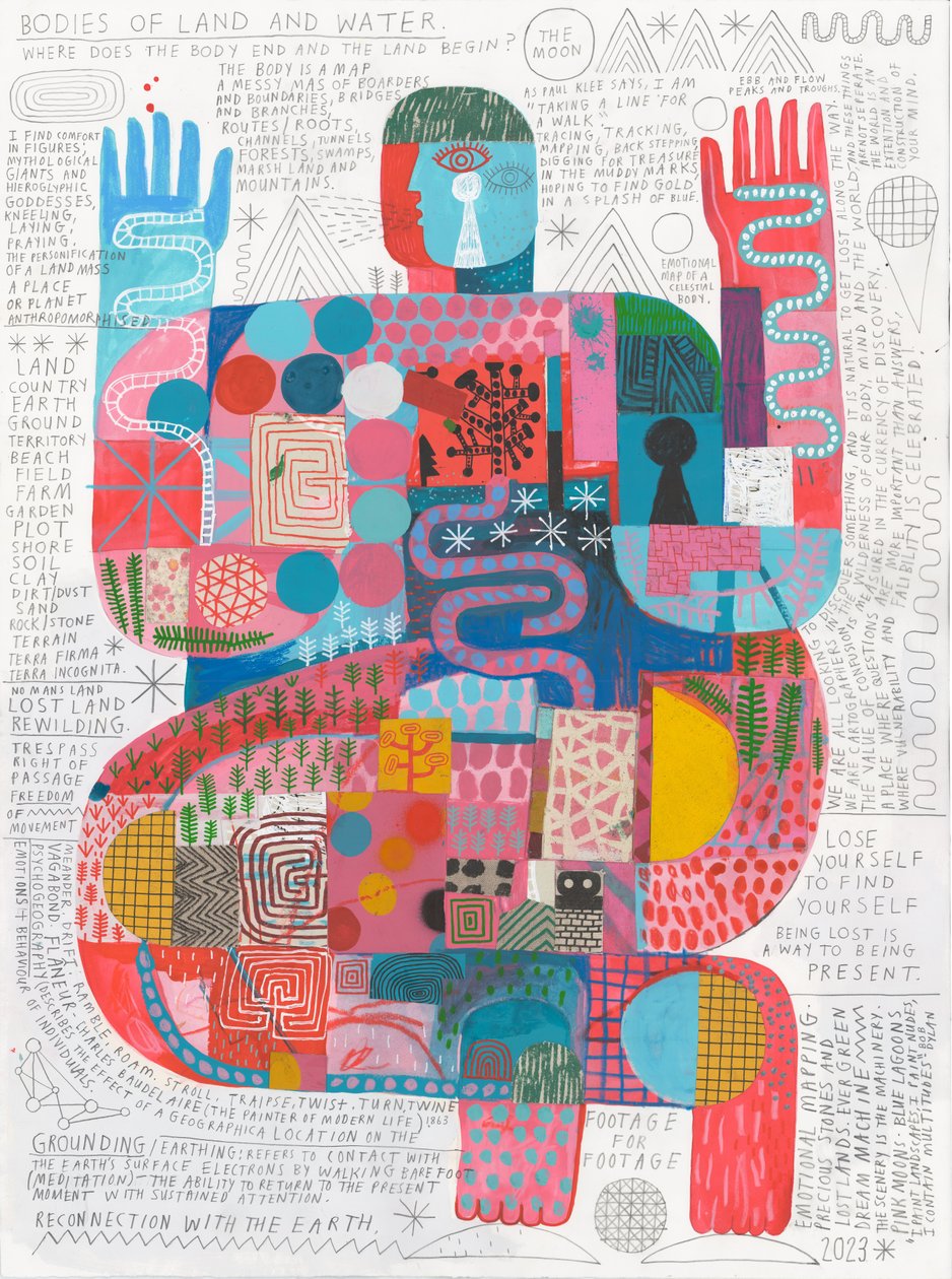 Body Scan 3, 2023 (akryl i ołówek na papierze) autorstwa David Shillinglaw