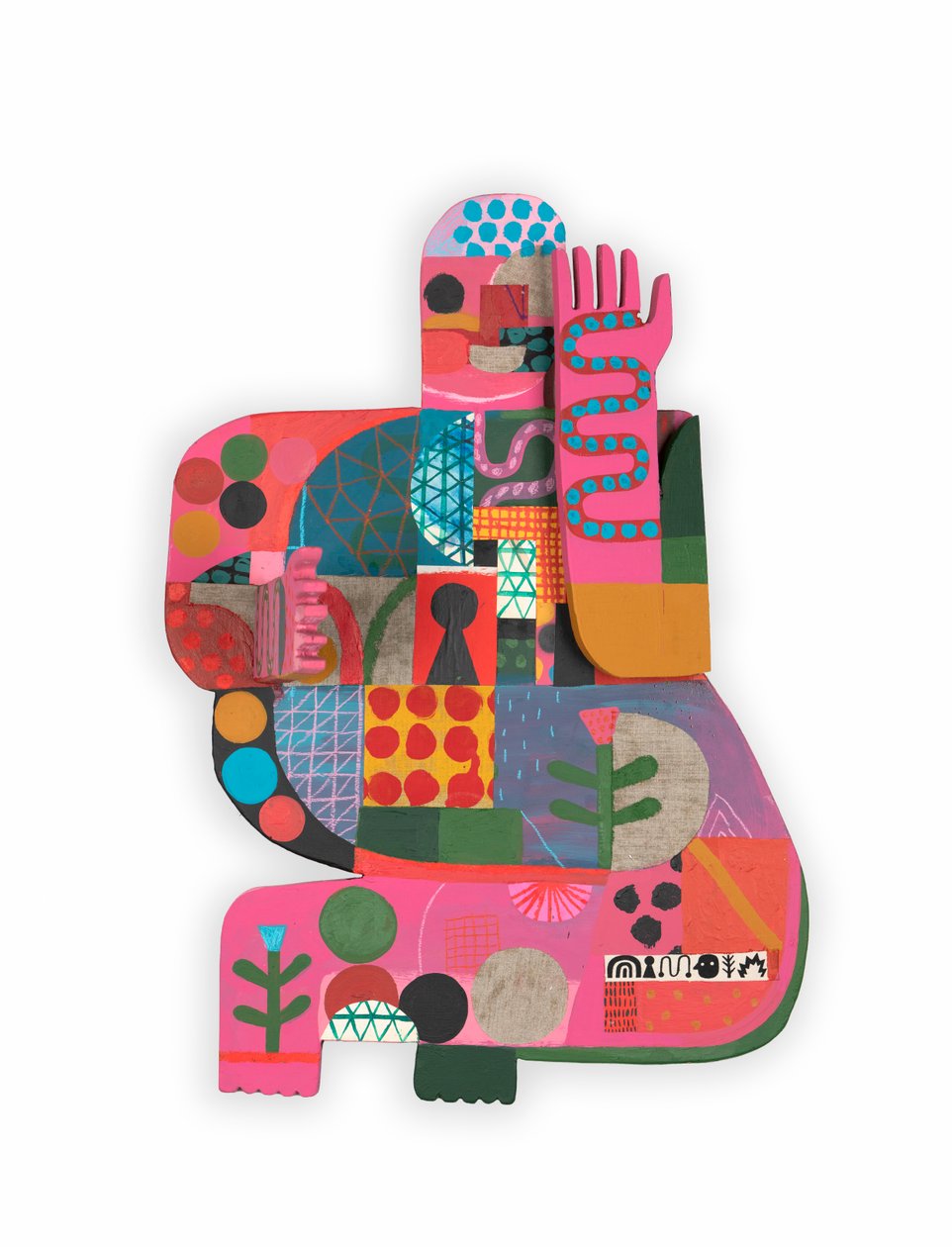Hot Mess / Unhinged 2B, 2023 (mieszana farba i kolaż na drewnianym zestawie na zawiasach) autorstwa David Shillinglaw
