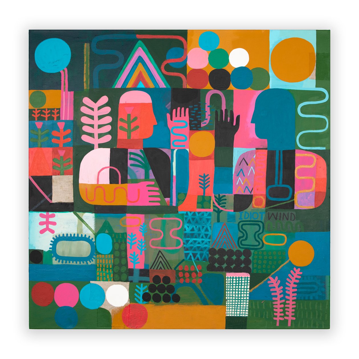 Idiot Wind, 2023 (mieszanka farb i kolaż na płótnie) autorstwa David Shillinglaw