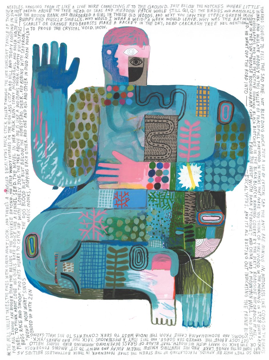 Dźwięki wszechświata, 2023 (akryl i ołówek na papierze) autorstwa David Shillinglaw