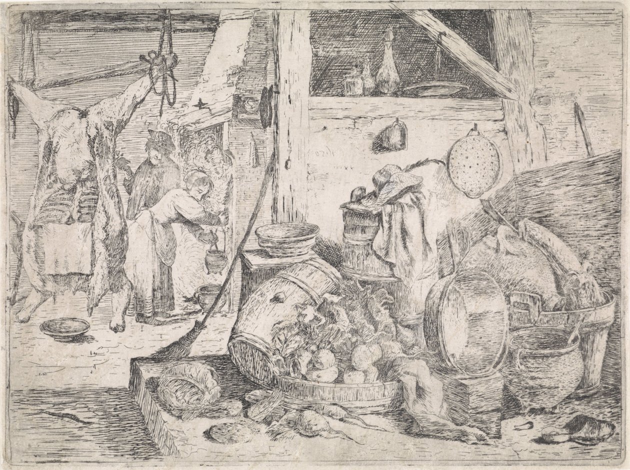 wnętrze kuchni autorstwa David Teniers (II) (attributed to)