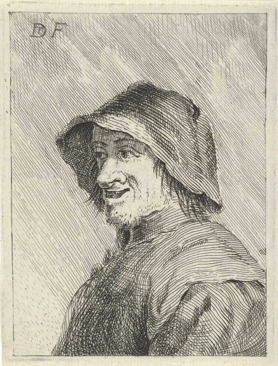 Rolnik z kapeluszem na głowie po lewej stronie autorstwa David Teniers (II)