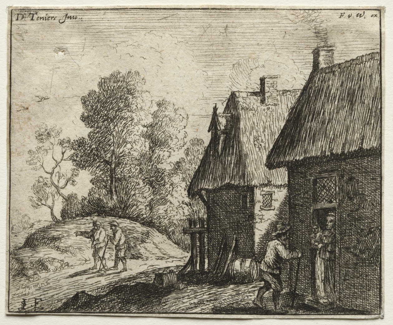 Chłop rozmawia z kobietą autorstwa David Teniers