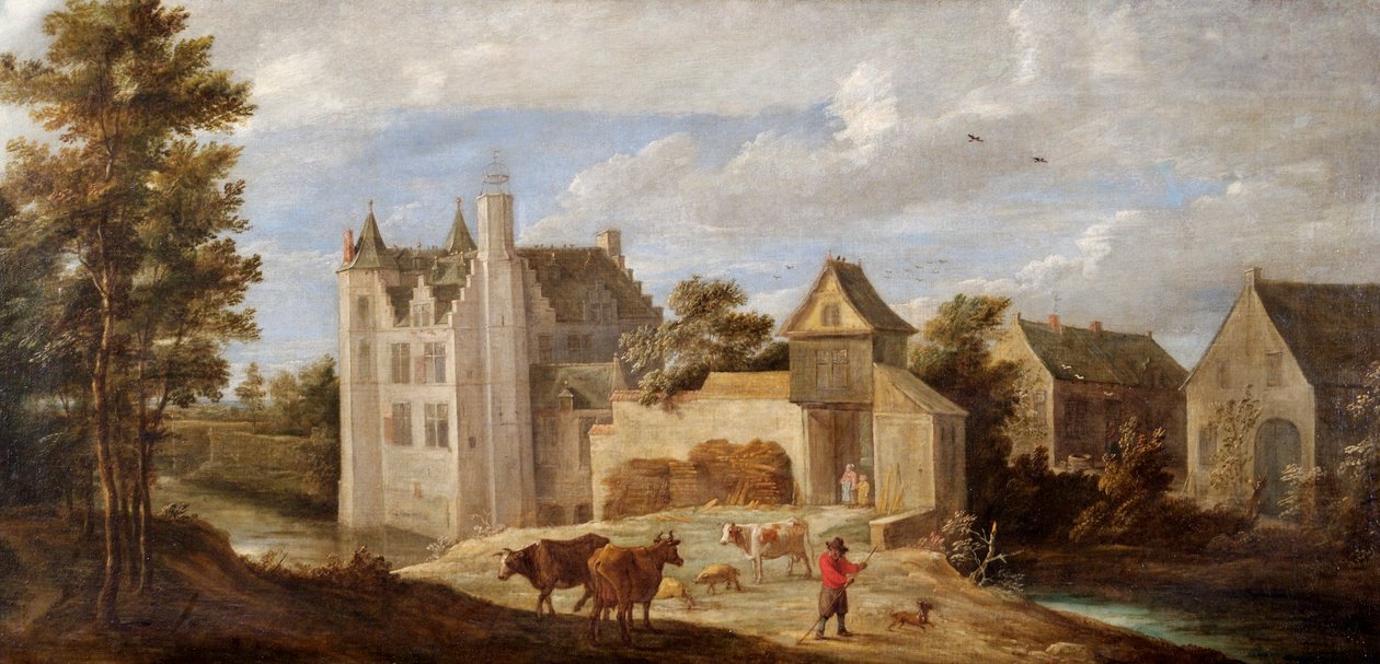 „Widok Domu Artysty De Dry Token niedaleko Perck”, c1663-c1690 autorstwa David Teniers II