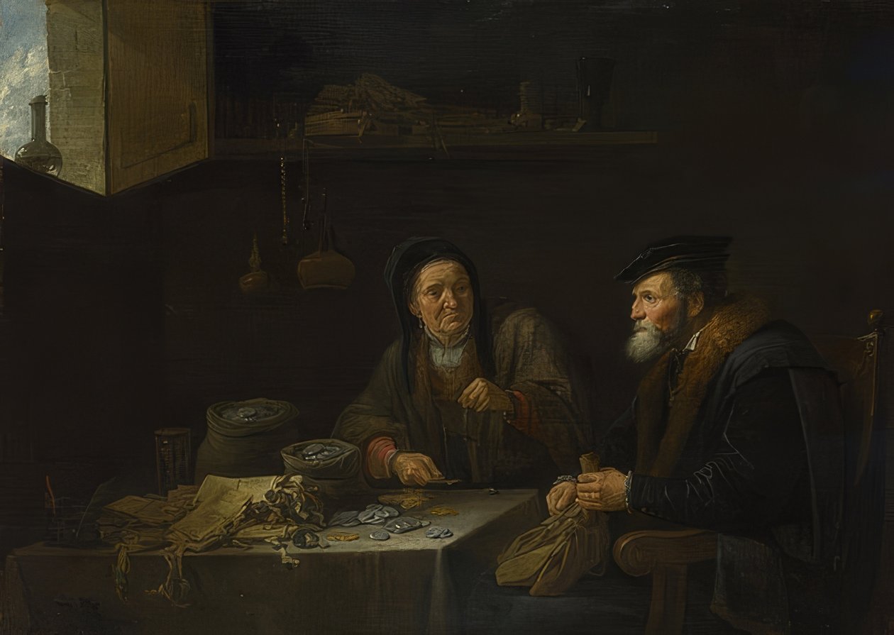 Przypowieść o bogatym rolniku zbożowym. około 1648 autorstwa David Teniers the Elder
