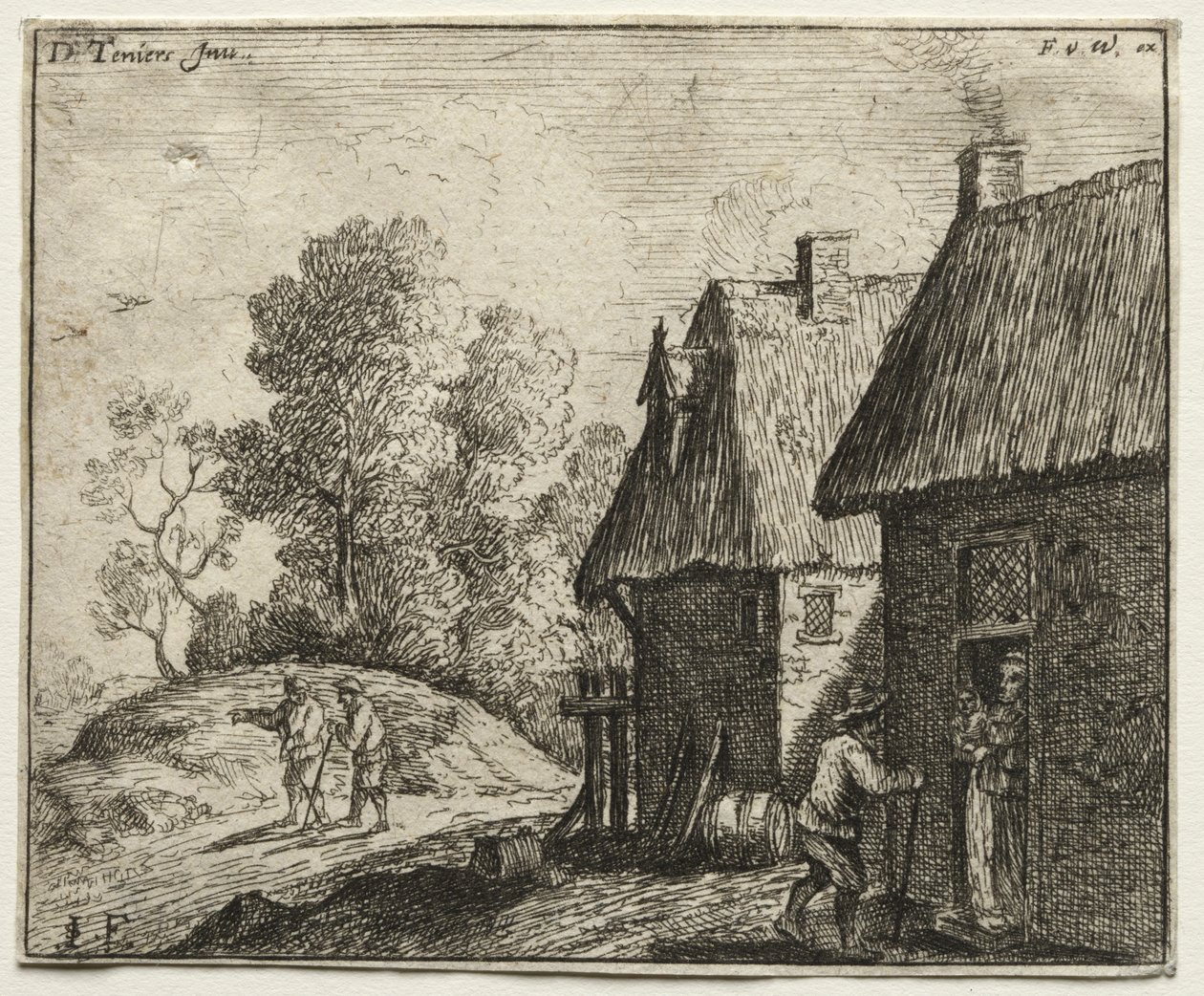 Chłop rozmawia z kobietą. autorstwa David Teniers the Elder