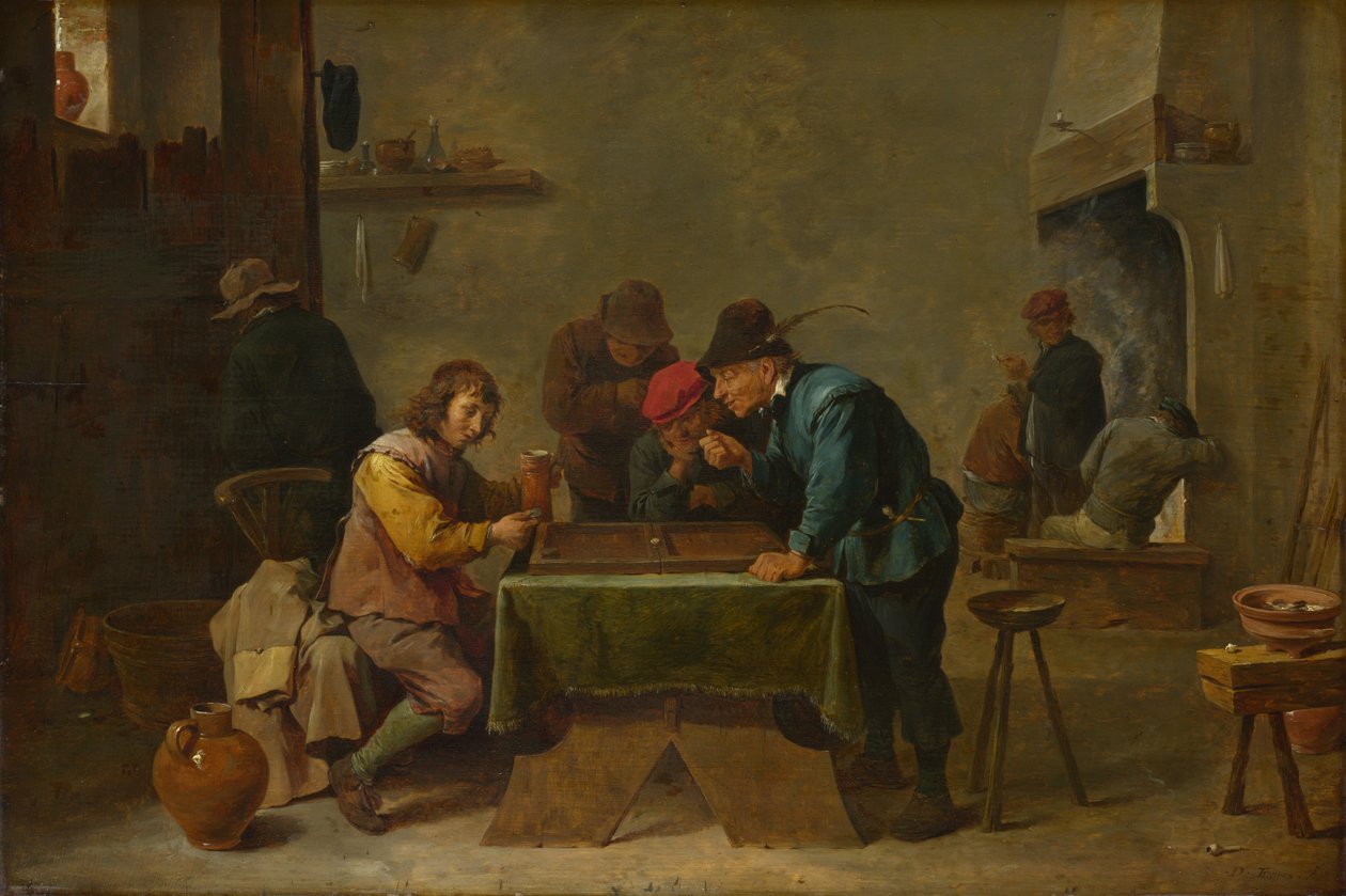 Gracze w tryktrak 1645 autorstwa David Teniers the Younger