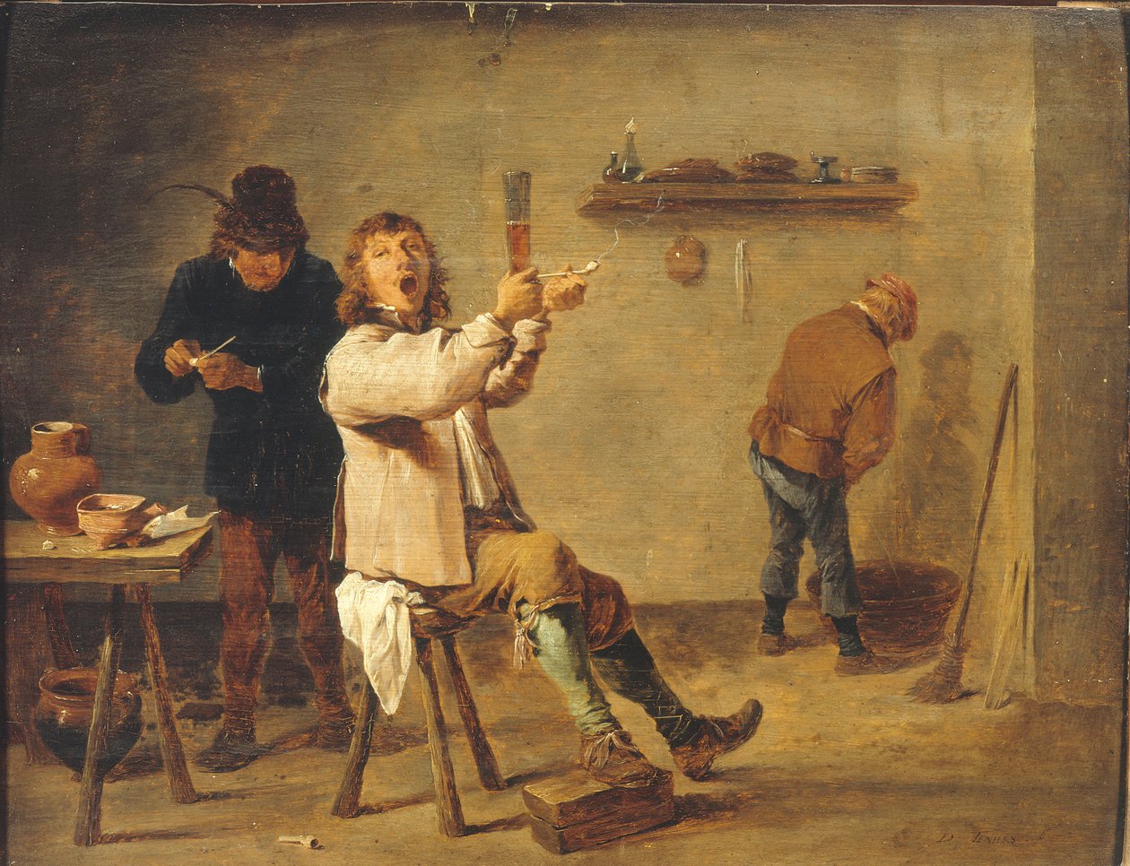 Francuski:  La Chanson à boire Chłopi pijący w tawernie autorstwa David Teniers the Younger
