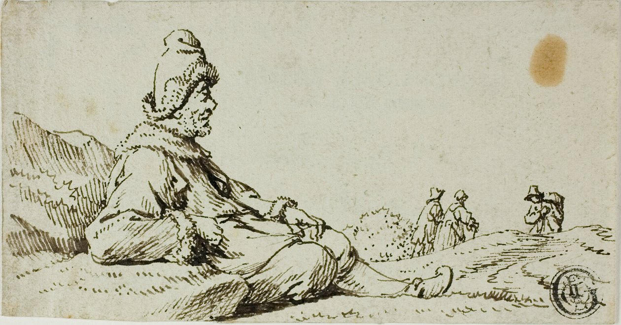 Mężczyzna odpoczywający na tle krajobrazu autorstwa David Teniers the Younger