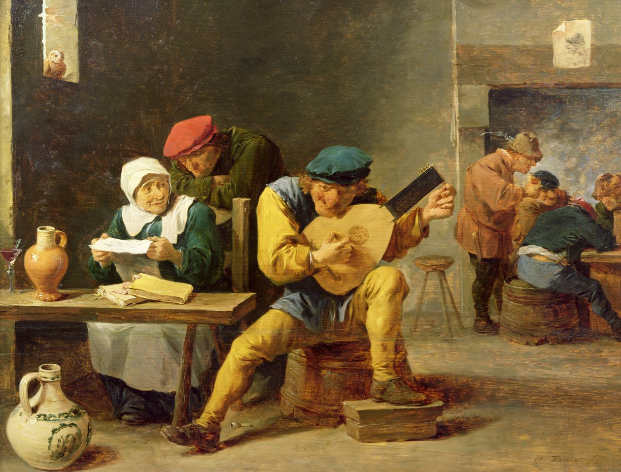 Chłopi muzykujący w karczmie, ok. 1635 (olej na dębie) autorstwa David Teniers the Younger