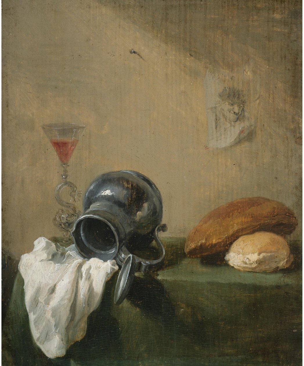 Martwa natura z przewróconym dzbankiem autorstwa David Teniers the Younger
