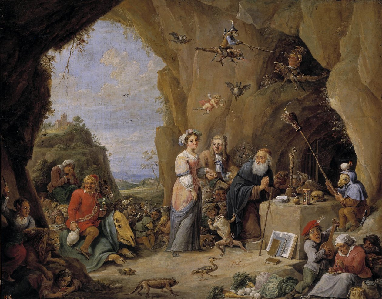 Kuszenie św. Antoniego, połowa XVII wieku. autorstwa David Teniers the Younger