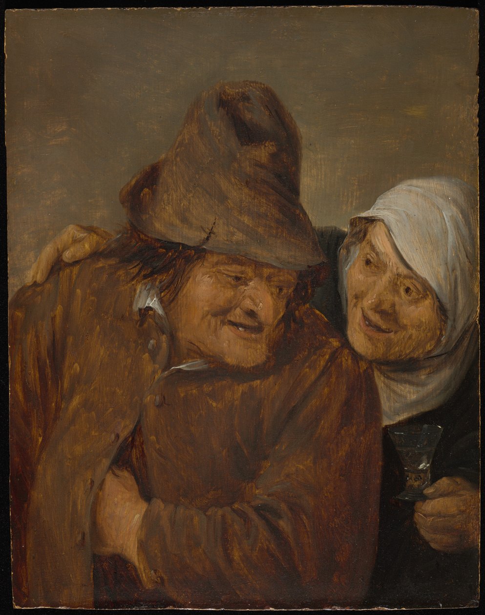 Dwóch chłopów z lampką wina autorstwa David Teniers the Younger