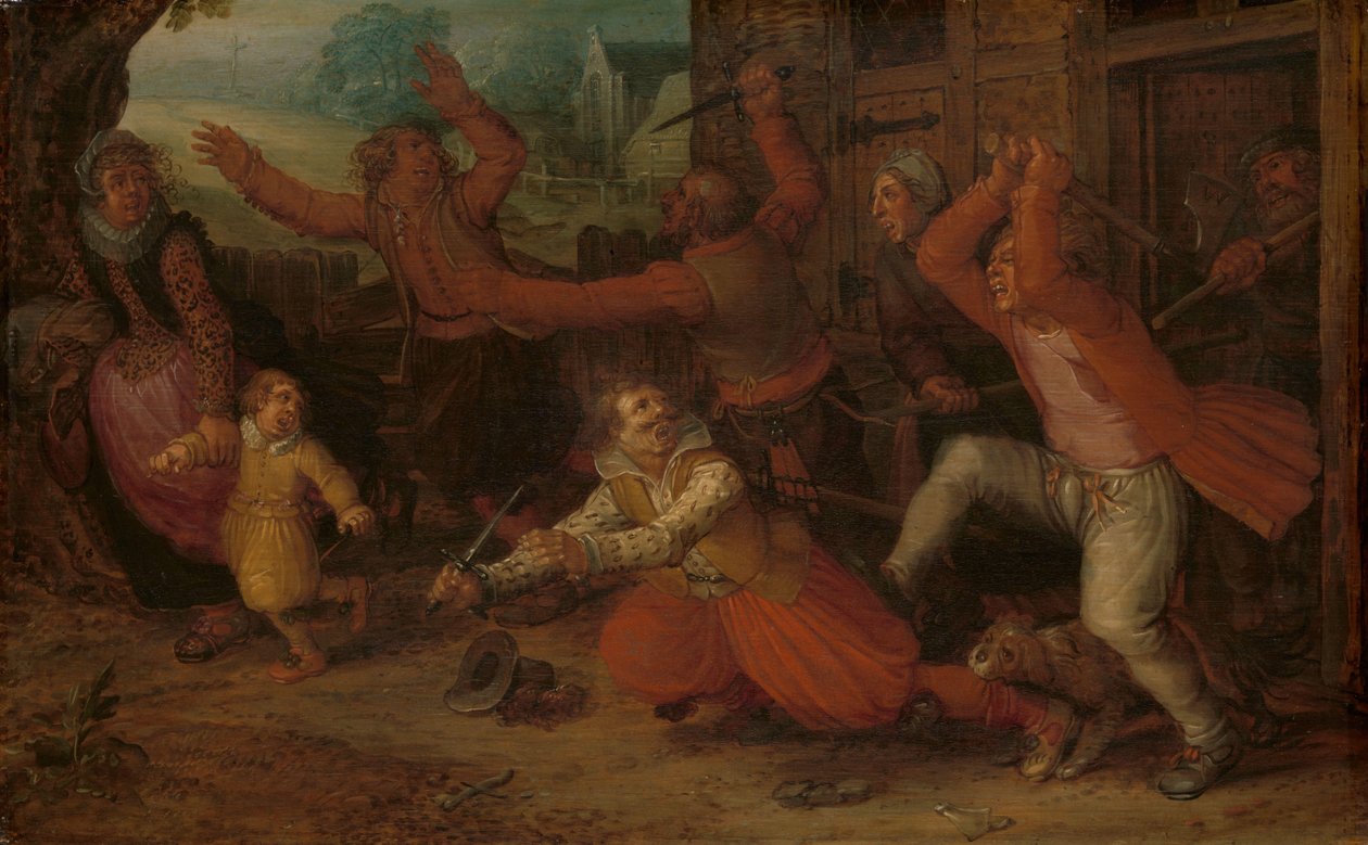 Radość chłopa (Wypędzenie) autorstwa David Vinckboons (I) (workshop of)