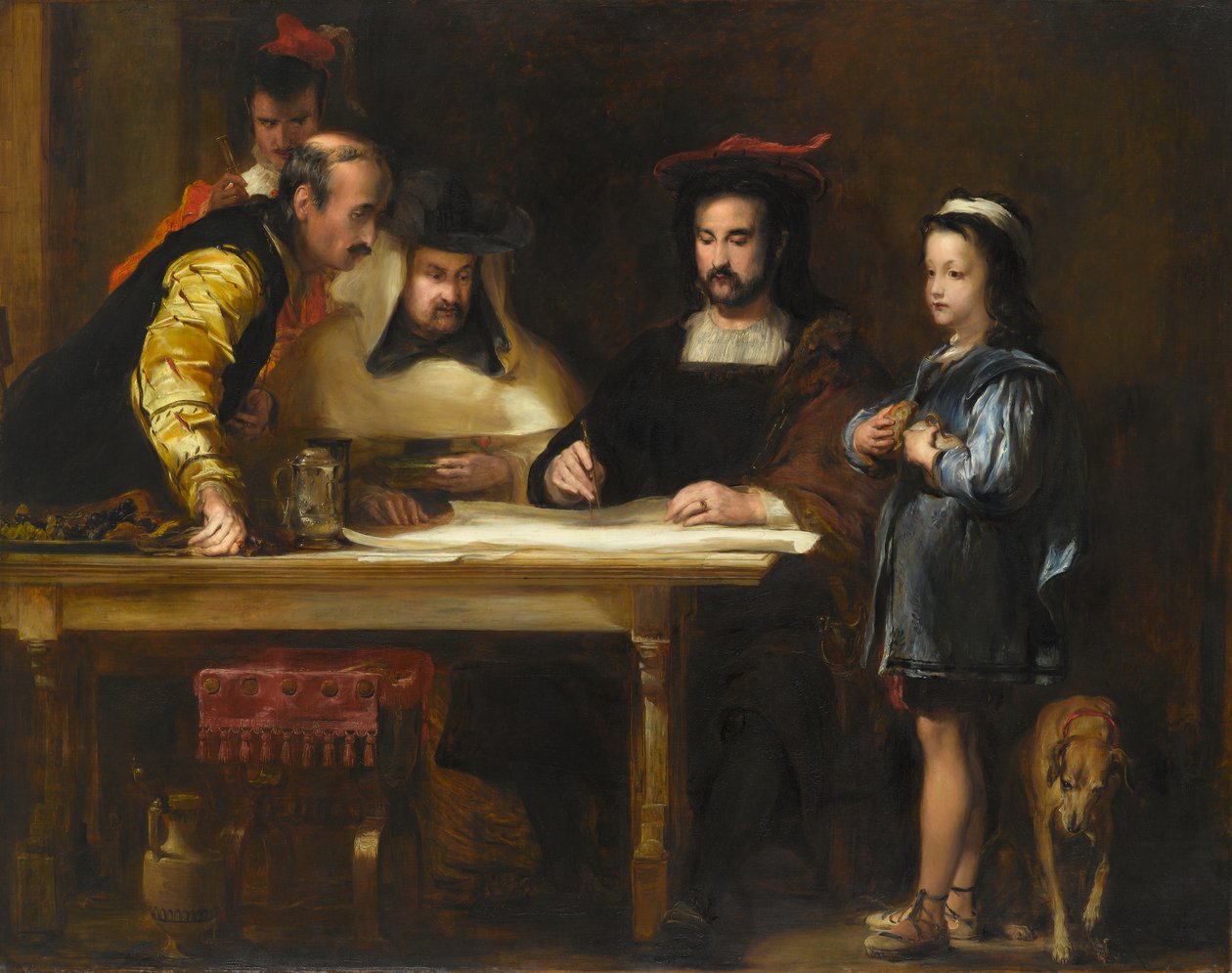 Krzysztof Kolumb w klasztorze La Rábida, wyjaśniając swoją zamierzoną podróż, 1834 autorstwa David Wilkie