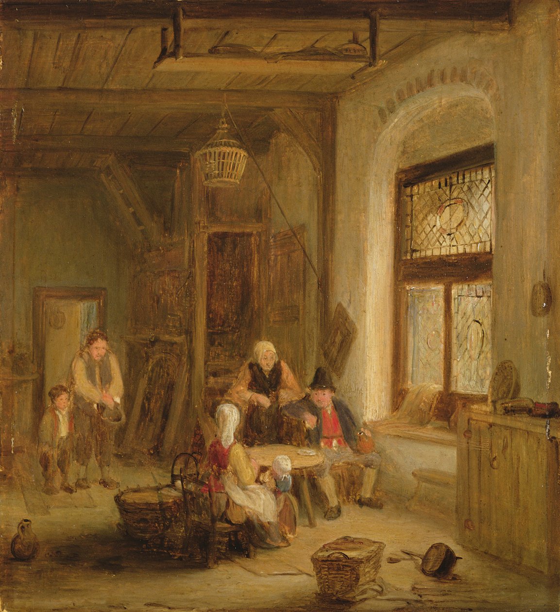 Wnętrze z postaciami przy oknie autorstwa David Wilkie