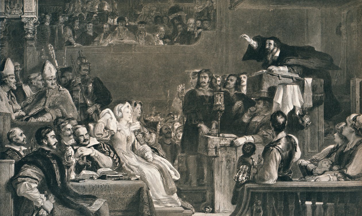 Przemówienie Jana Knoxa przed Panami Zgromadzenia, 10 czerwca 1559, c1827, 1912 autorstwa David Wilkie